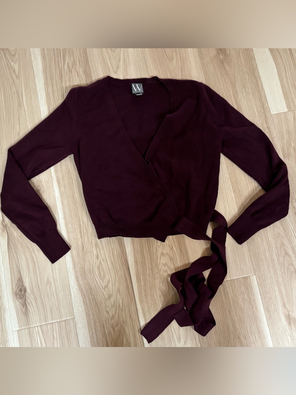 Worthington Burgundy Wrap Cardigan with Tie Waist XS